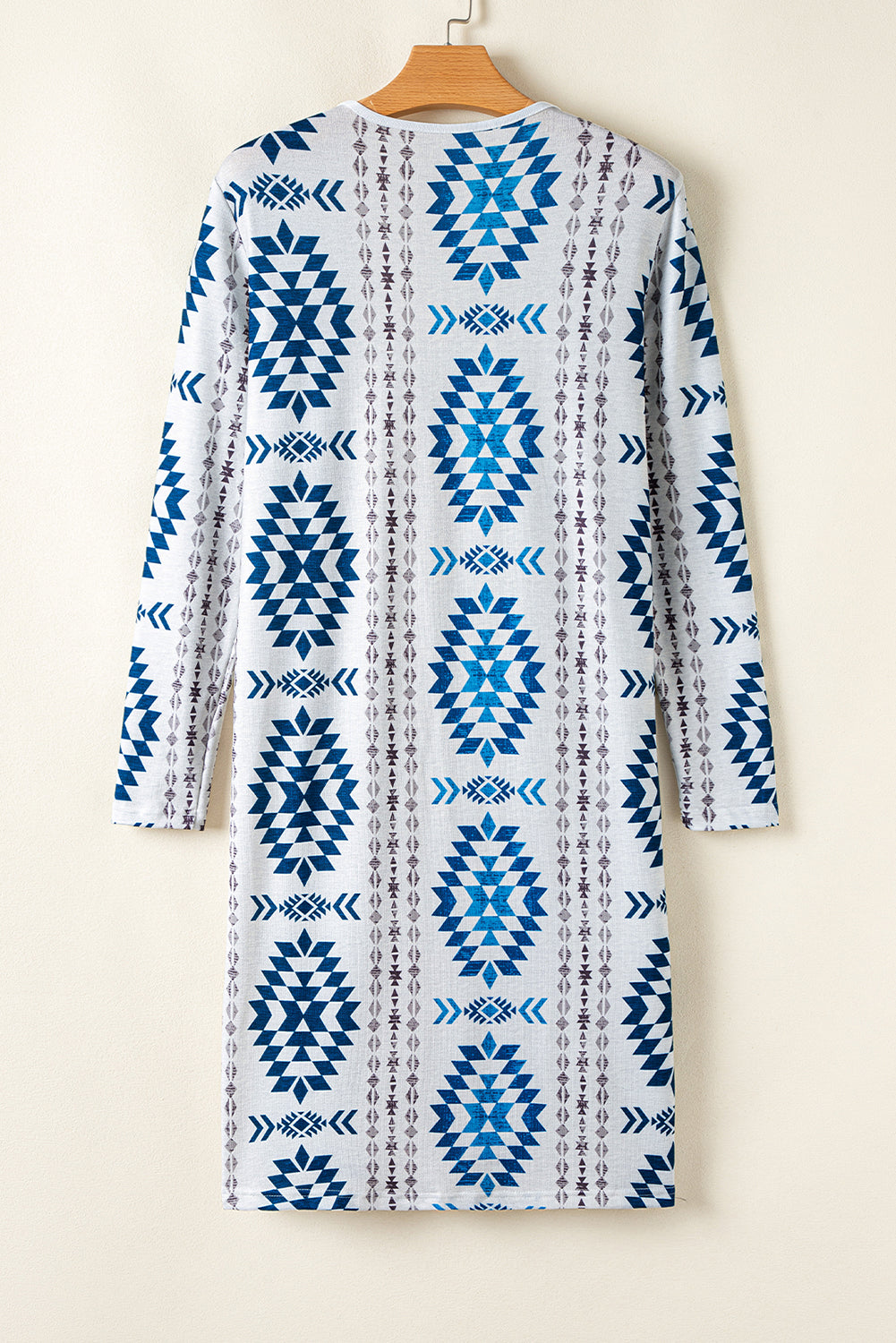 Sky Blue Western Open Front Long Cardigan