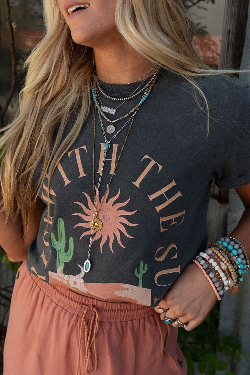 Dark Grey RISE WITH THE SUN Tee