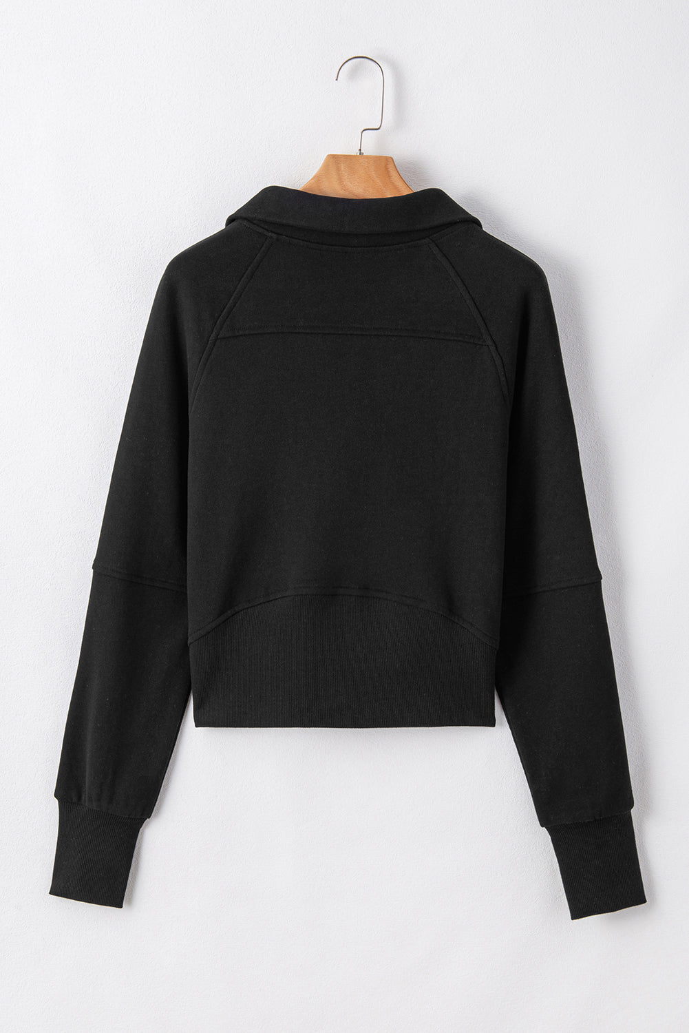 Black Fleece Lined Zip Up Sleeve Sweatshirt