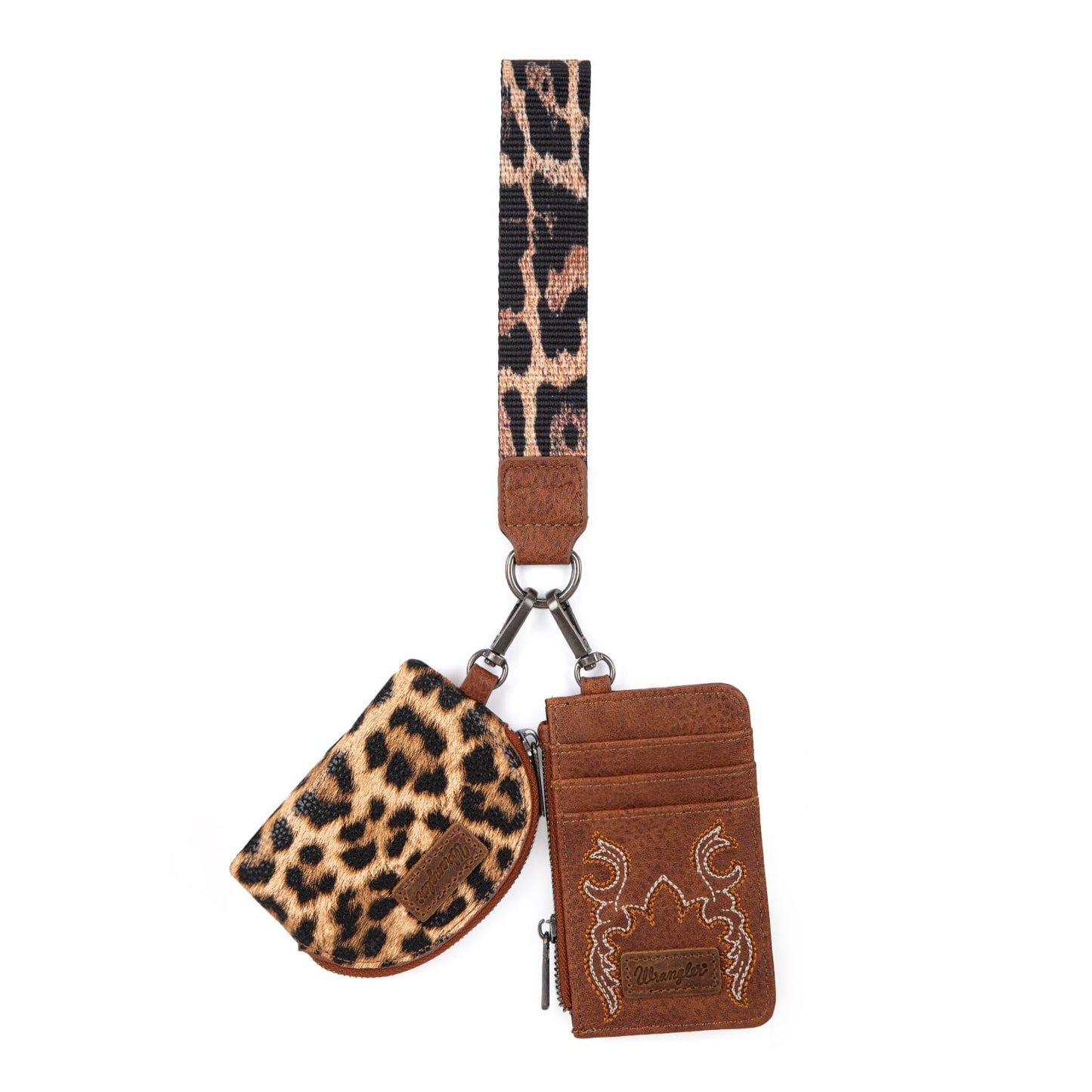 Wrangler Keychain Wristlet Wallets for Women Western Dual Pouch Wristlet Credit Card Holder Wallet WG145-W007LP
