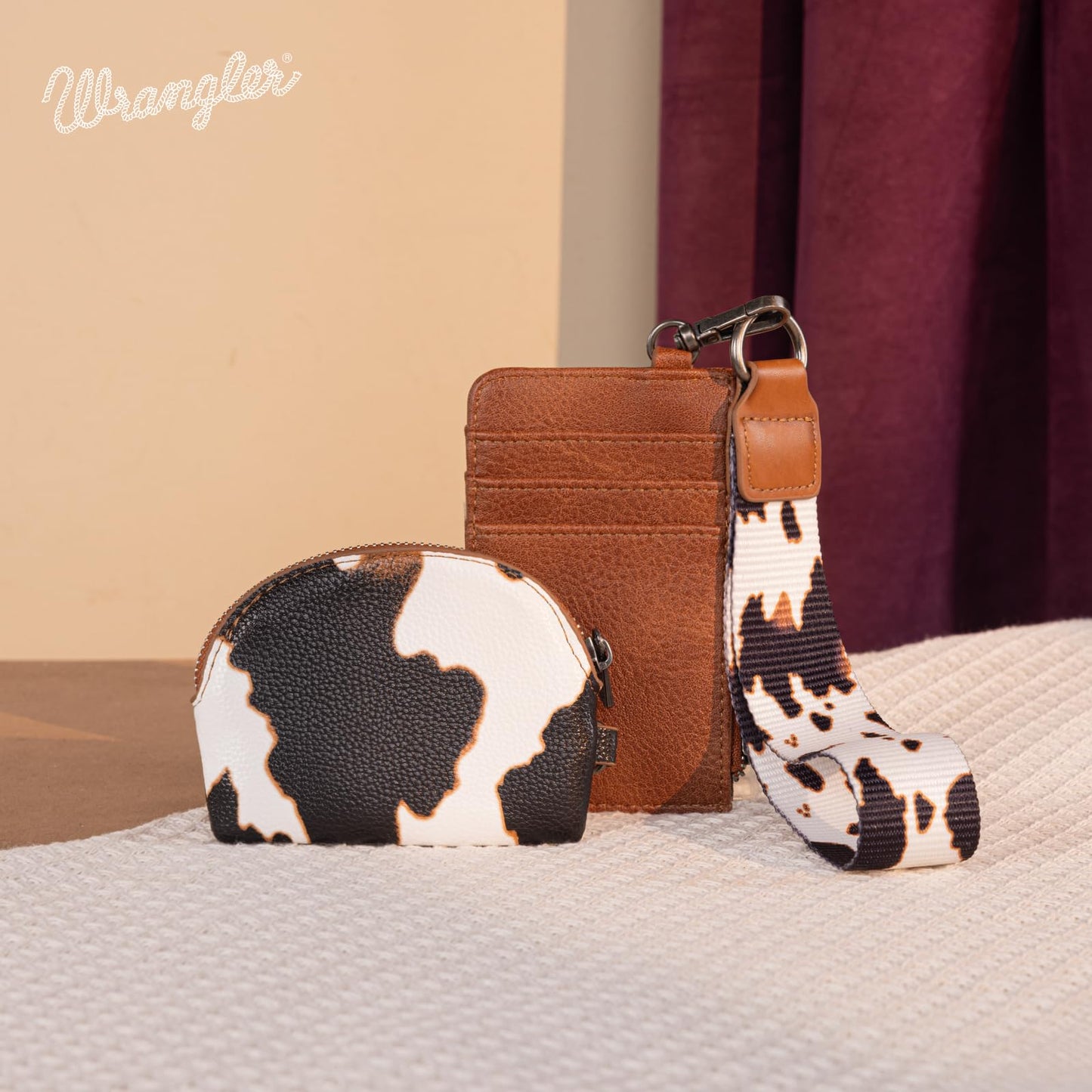 Wrangler Keychain Wristlet Wallets for Women Western Dual Pouch Wristlet Credit Card Holder Wallet WG145-W007LP