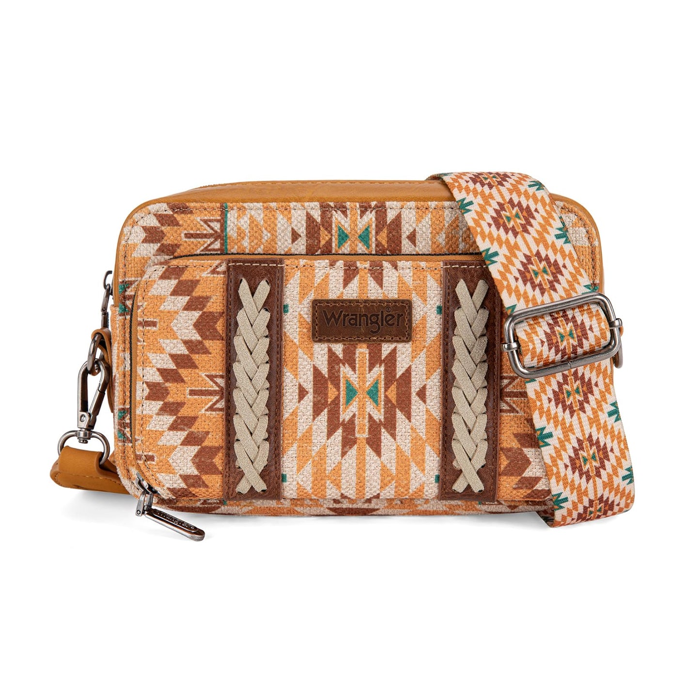 Wrangler Crossbody Bag for Women Boho Aztec Small Multi Pocket Crossover Purse