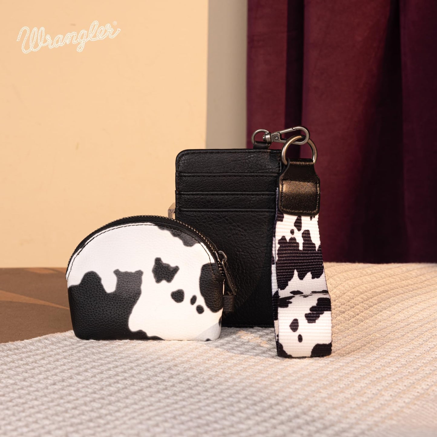 Wrangler Keychain Wristlet Wallets for Women Western Dual Pouch Wristlet Credit Card Holder Wallet WG145-W007LP
