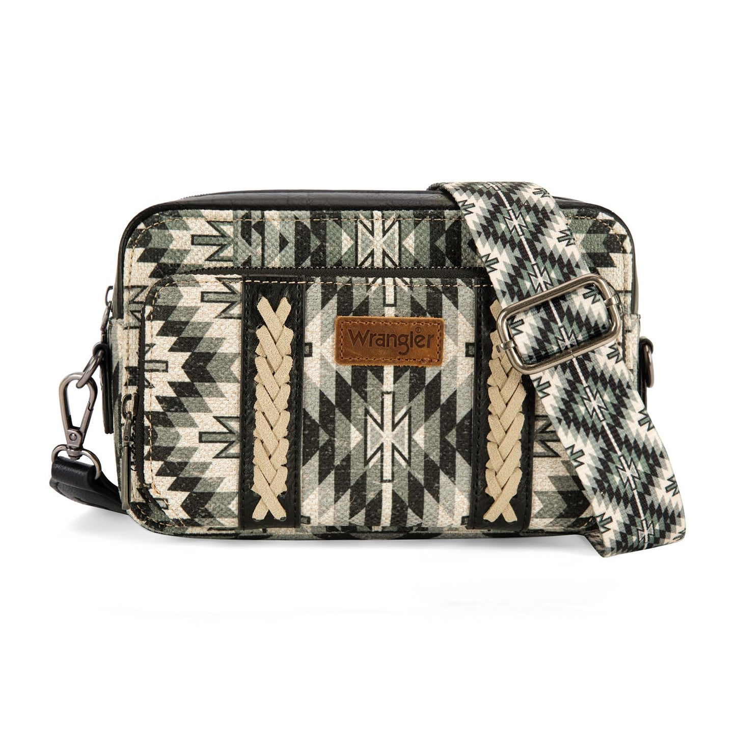 Wrangler Crossbody Bag for Women Boho Aztec Small Multi Pocket Crossover Purse
