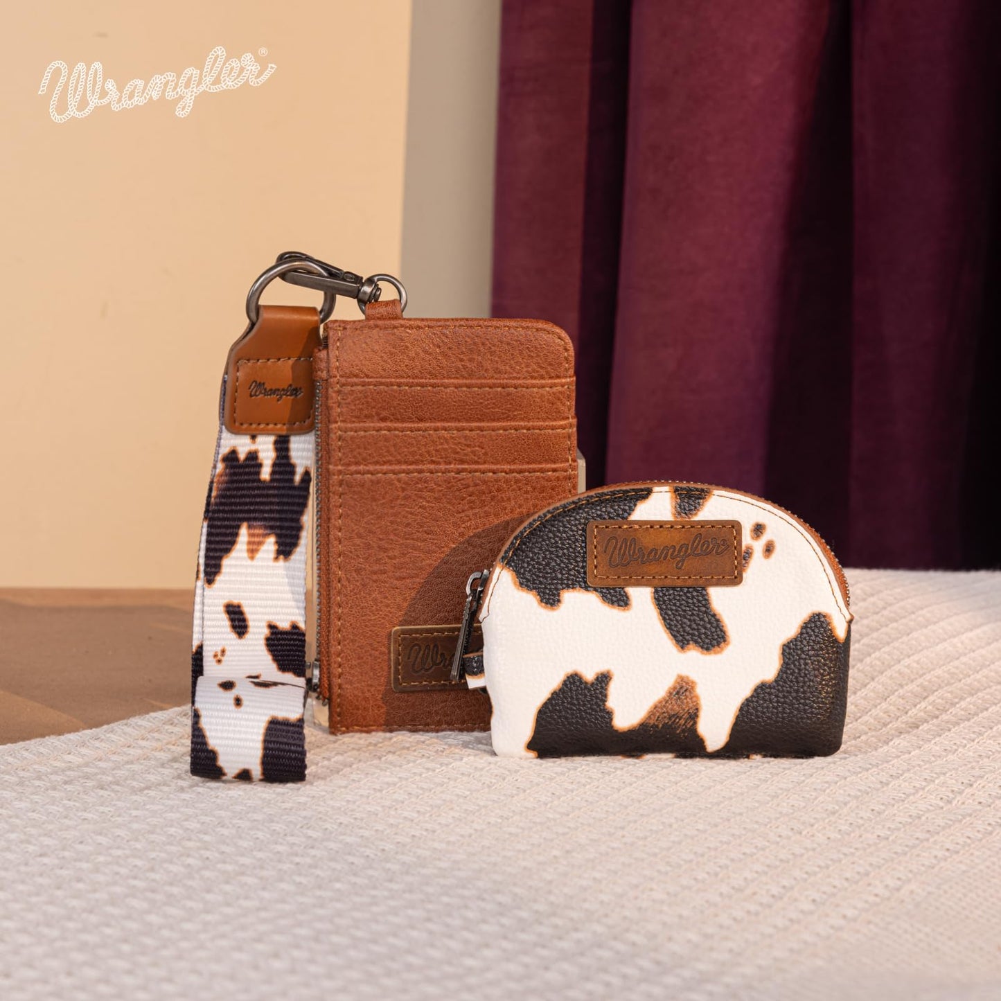 Wrangler Keychain Wristlet Wallets for Women Western Dual Pouch Wristlet Credit Card Holder Wallet WG145-W007LP