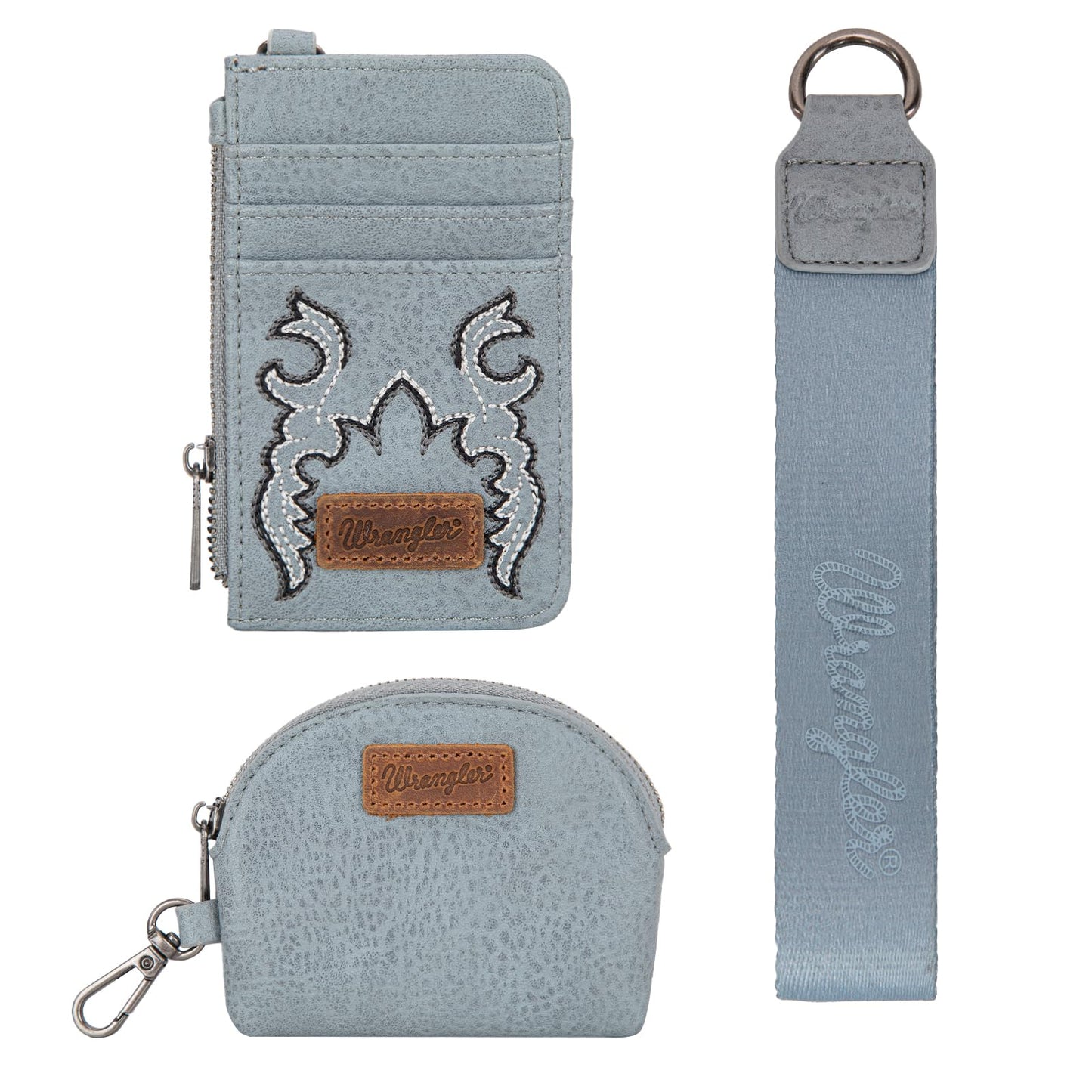 Wrangler Keychain Wristlet Wallets for Women Western Dual Pouch Wristlet Credit Card Holder Wallet WG145-W007LP