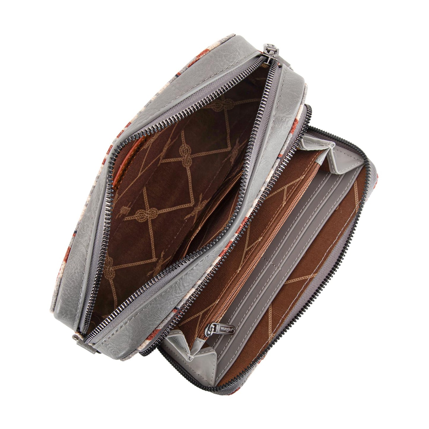 Wrangler Crossbody Bag for Women Boho Aztec Small Multi Pocket Crossover Purse