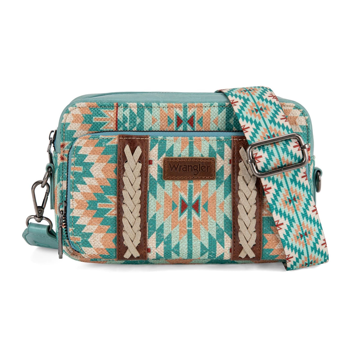 Wrangler Crossbody Bag for Women Boho Aztec Small Multi Pocket Crossover Purse