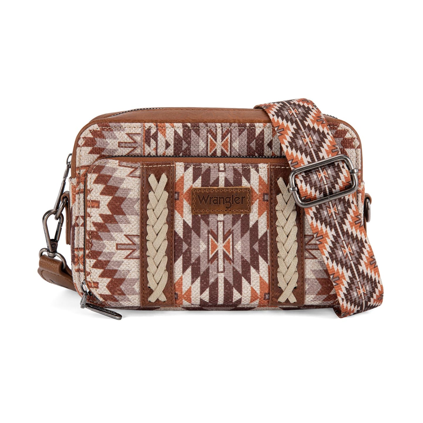 Wrangler Crossbody Bag for Women Boho Aztec Small Multi Pocket Crossover Purse