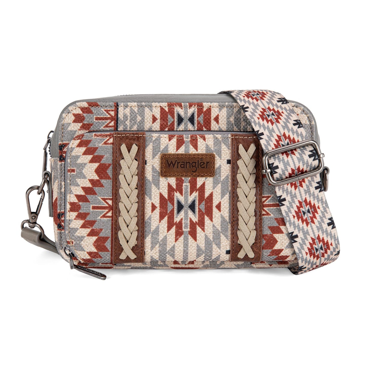 Wrangler Crossbody Bag for Women Boho Aztec Small Multi Pocket Crossover Purse