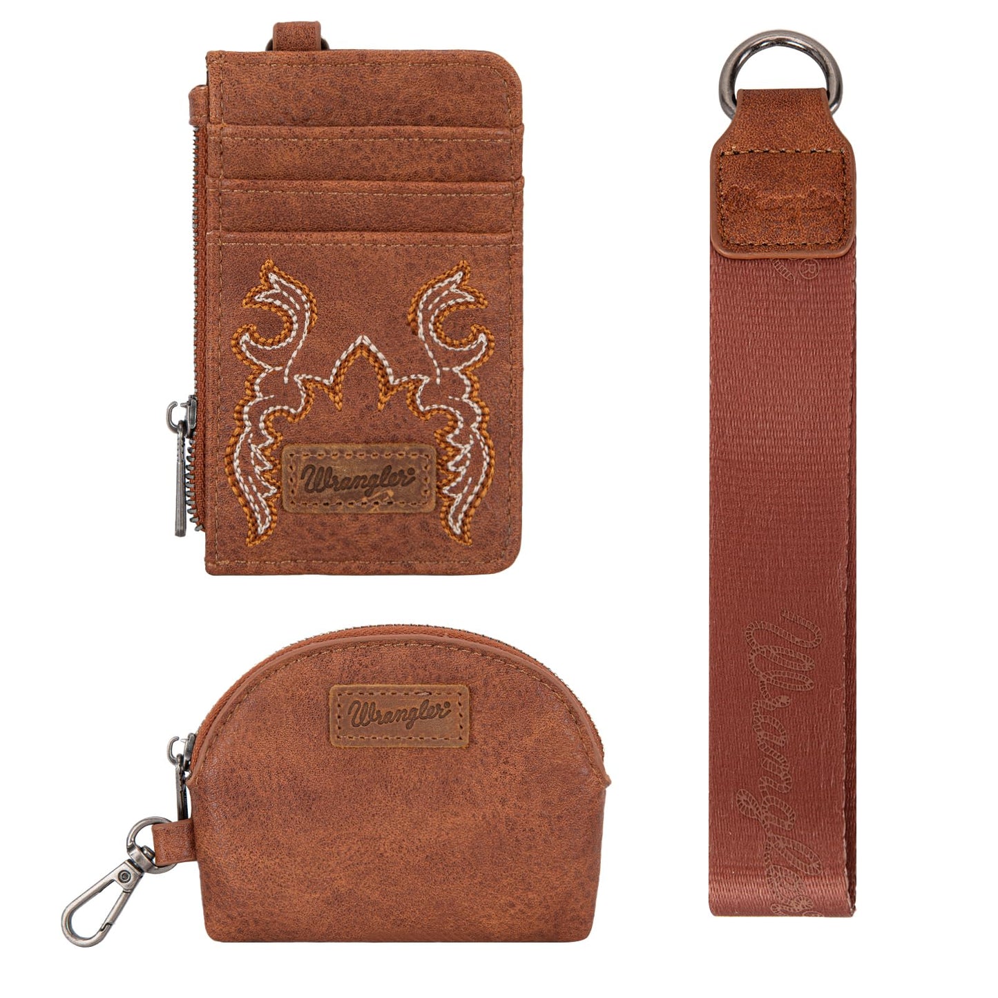 Wrangler Keychain Wristlet Wallets for Women Western Dual Pouch Wristlet Credit Card Holder Wallet WG145-W007LP
