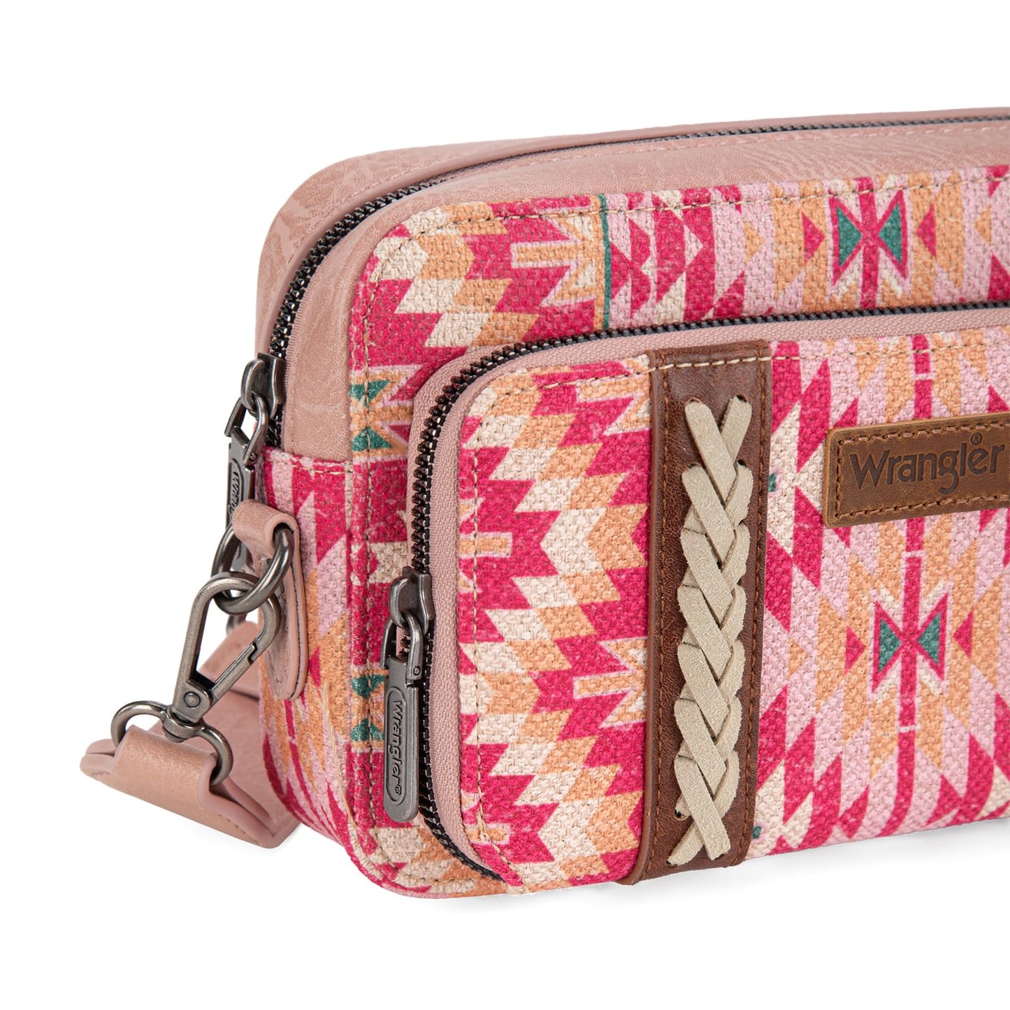 Wrangler Crossbody Bag for Women Boho Aztec Small Multi Pocket Crossover Purse