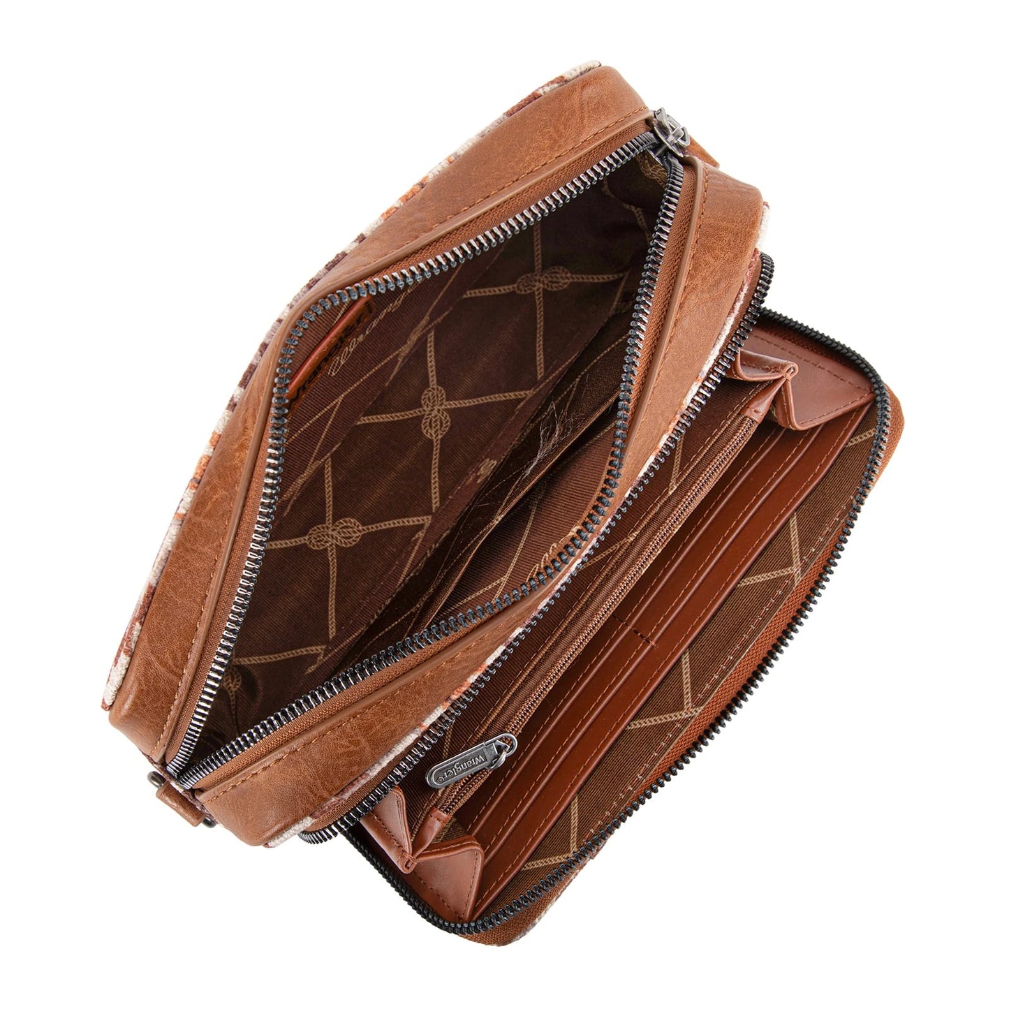 Wrangler Crossbody Bag for Women Boho Aztec Small Multi Pocket Crossover Purse