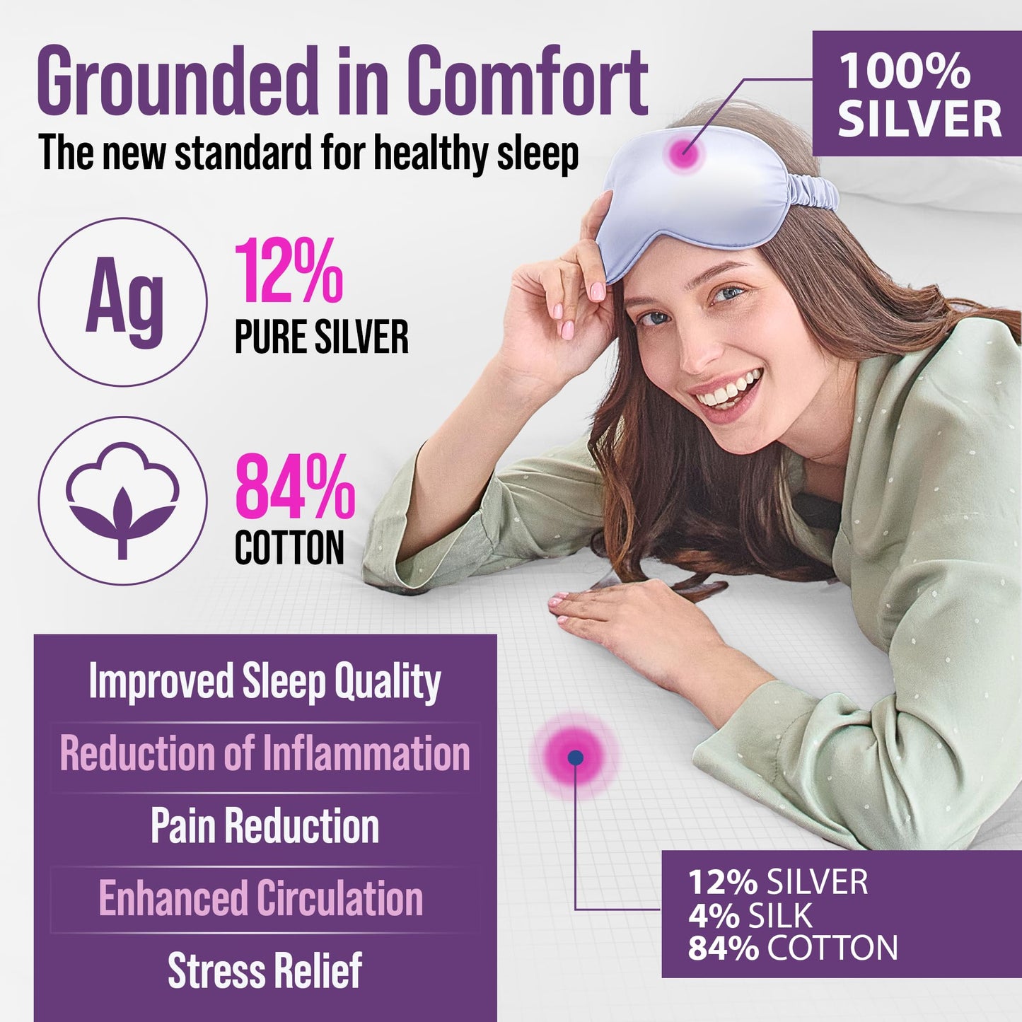 Earth Grounding Fitted Sheet King Size with 12% Silver Fiber & 4% Silk & 84% Organic Cotton -Beige - Soft Earth Grounding Well Bed Sheets