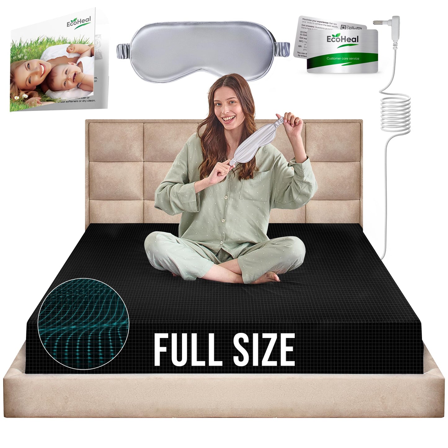 Earth Grounding Fitted Sheet King Size with 12% Silver Fiber & 4% Silk & 84% Organic Cotton -Beige - Soft Earth Grounding Well Bed Sheets