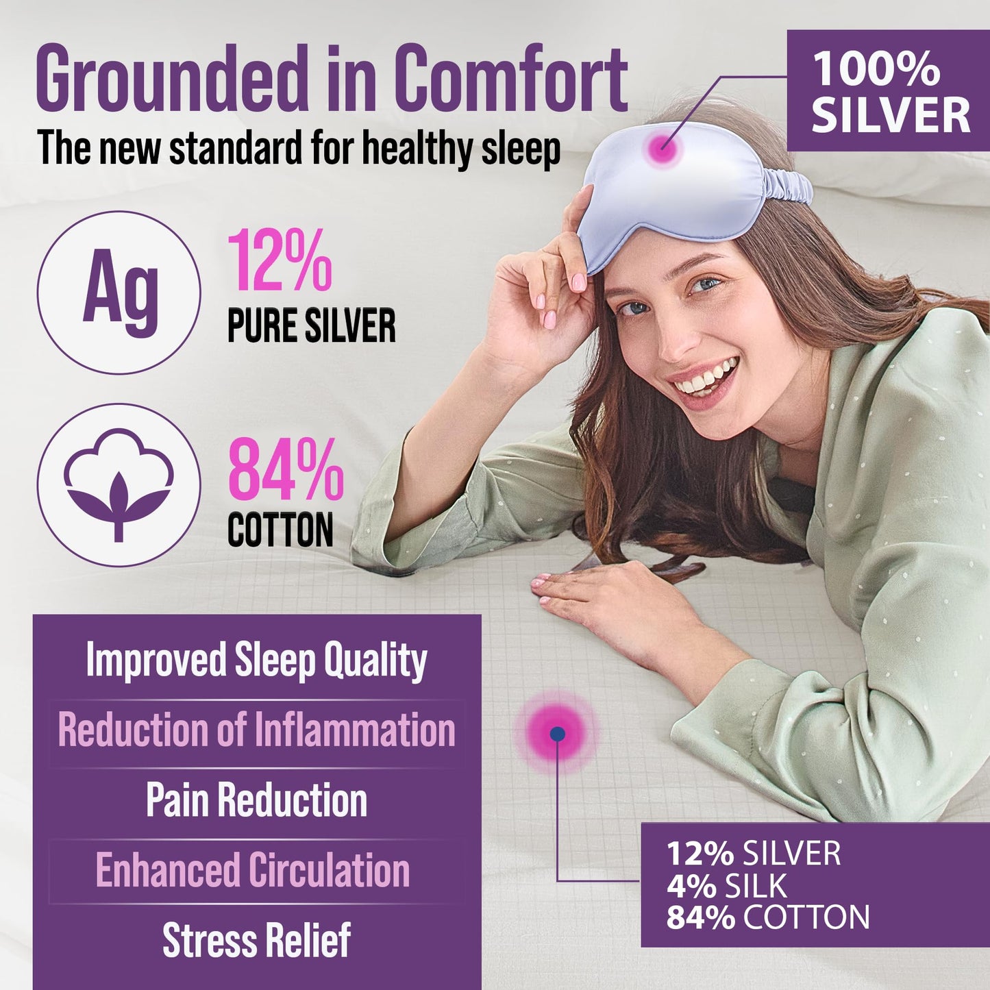 Earth Grounding Fitted Sheet King Size with 12% Silver Fiber & 4% Silk & 84% Organic Cotton -Beige - Soft Earth Grounding Well Bed Sheets
