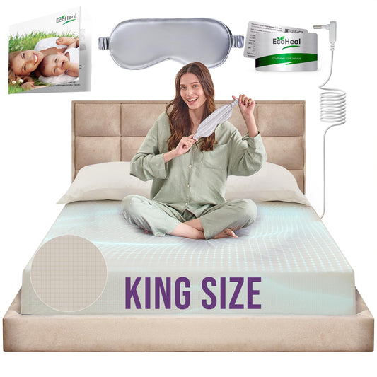 Earth Grounding Fitted Sheet King Size with 12% Silver Fiber & 4% Silk & 84% Organic Cotton -Beige - Soft Earth Grounding Well Bed Sheets
