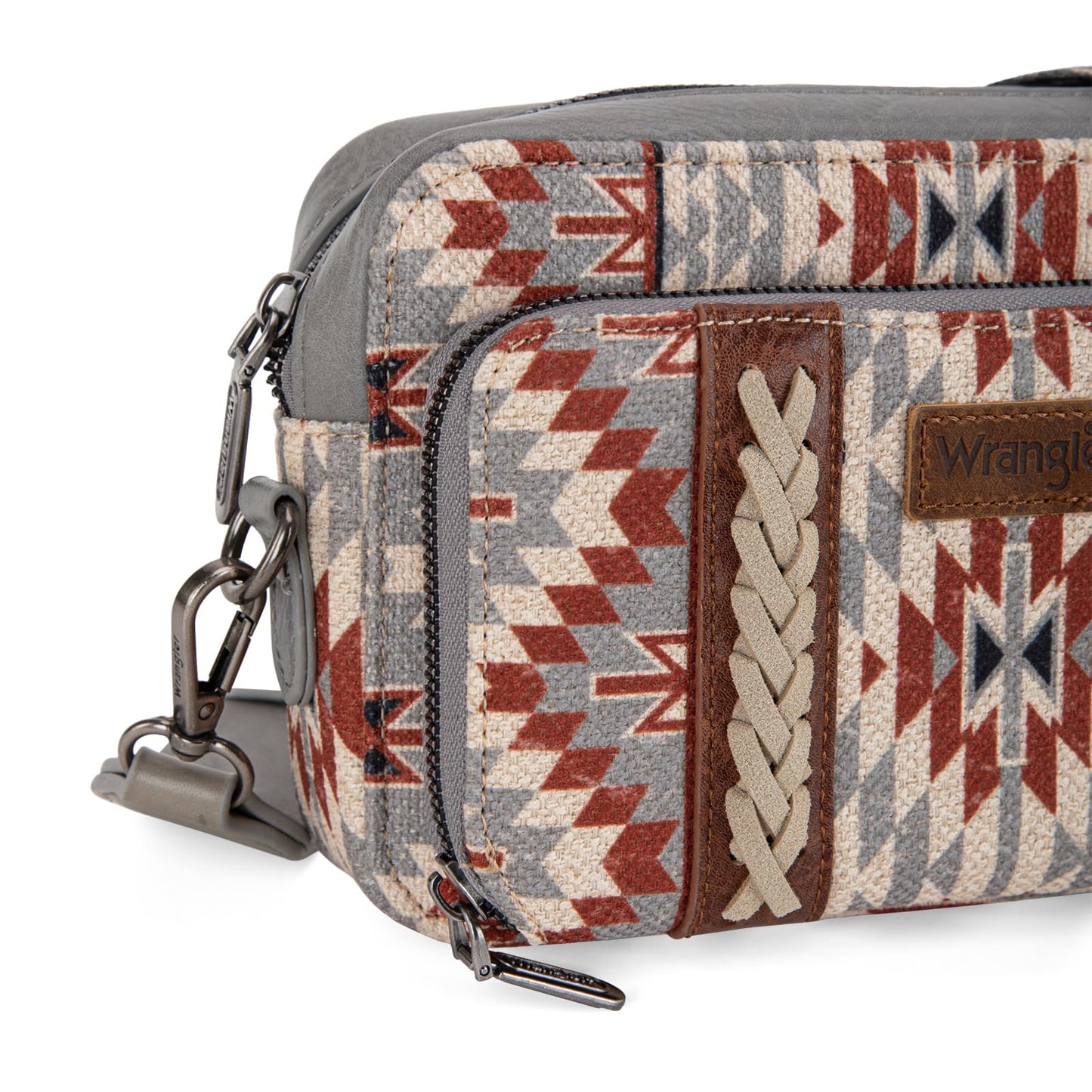 Wrangler Crossbody Bag for Women Boho Aztec Small Multi Pocket Crossover Purse