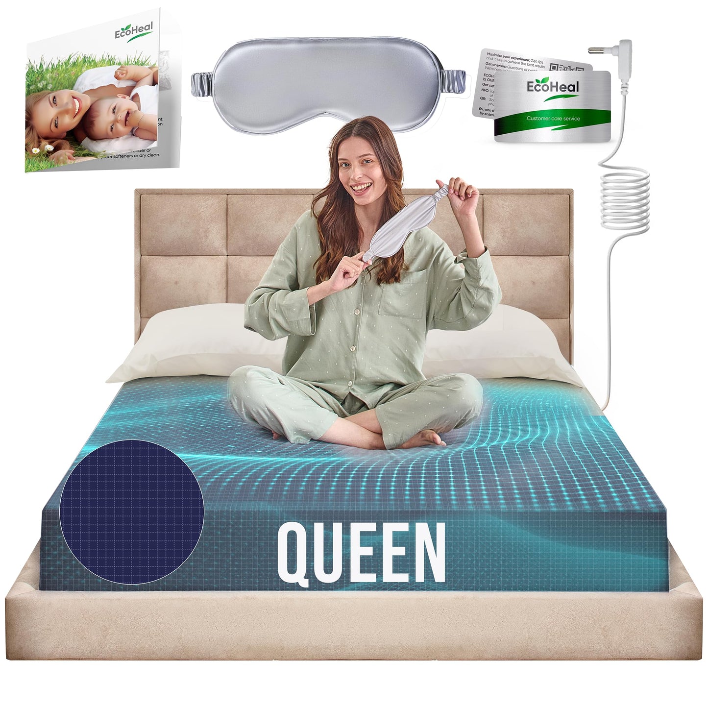 Earth Grounding Fitted Sheet King Size with 12% Silver Fiber & 4% Silk & 84% Organic Cotton -Beige - Soft Earth Grounding Well Bed Sheets