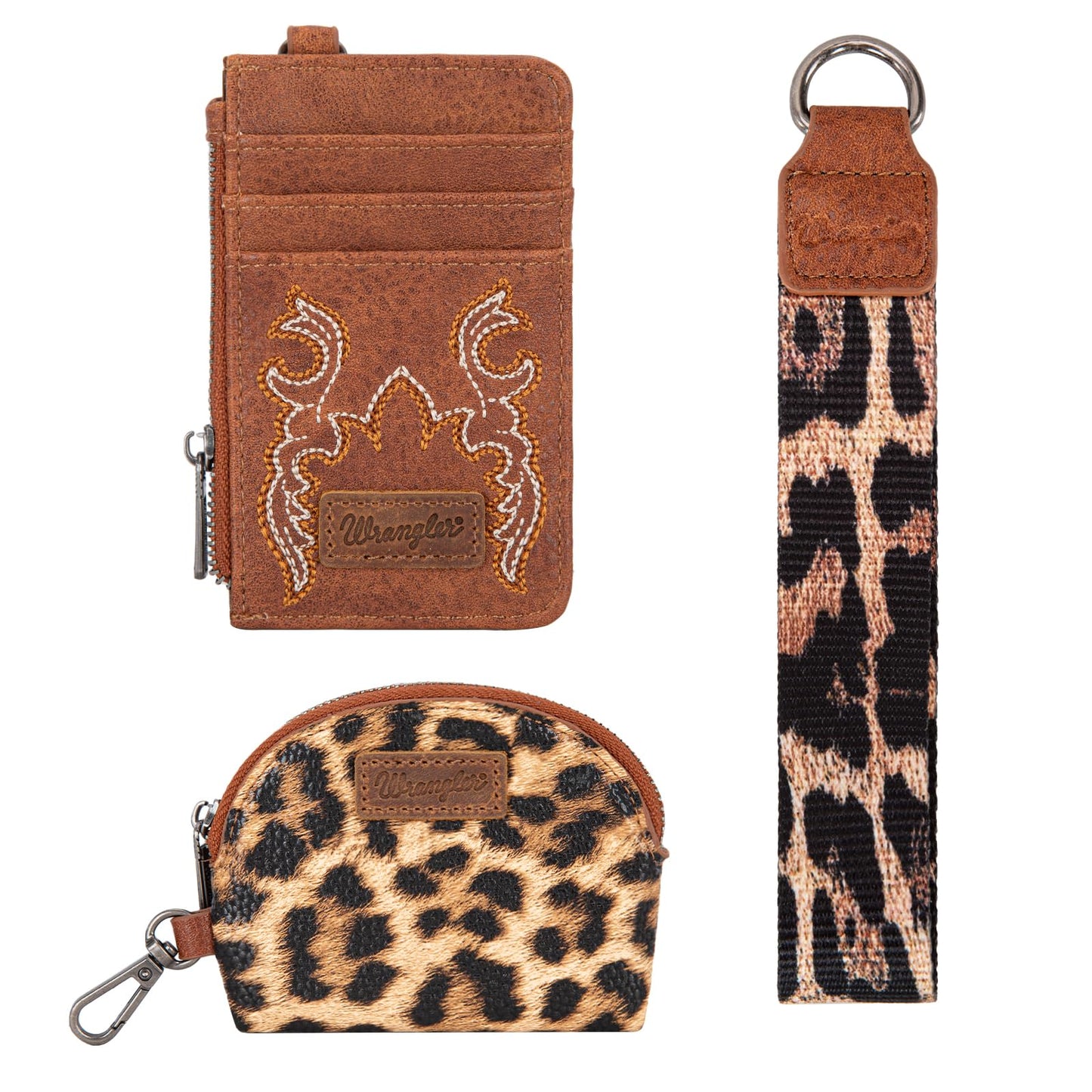 Wrangler Keychain Wristlet Wallets for Women Western Dual Pouch Wristlet Credit Card Holder Wallet WG145-W007LP