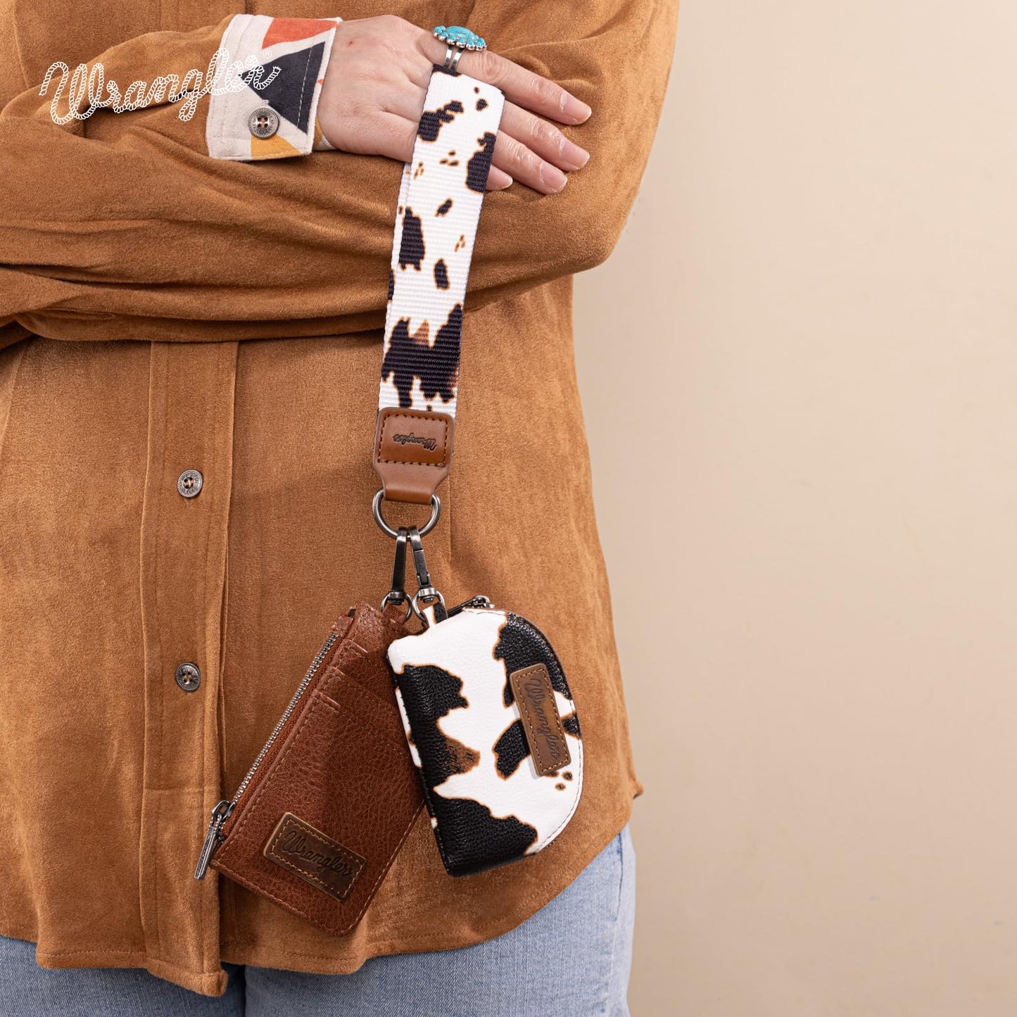 Wrangler Keychain Wristlet Wallets for Women Western Dual Pouch Wristlet Credit Card Holder Wallet WG145-W007LP