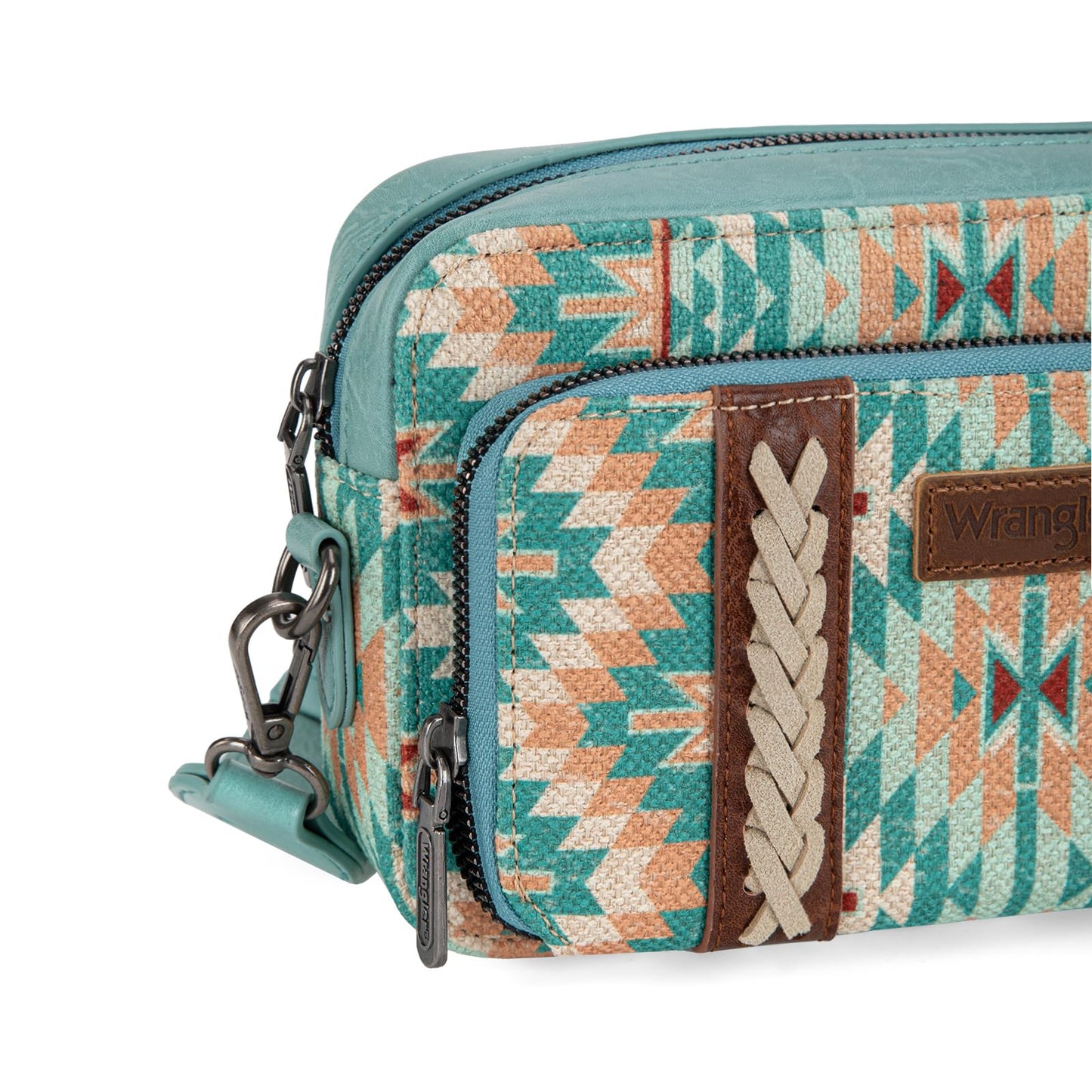 Wrangler Crossbody Bag for Women Boho Aztec Small Multi Pocket Crossover Purse