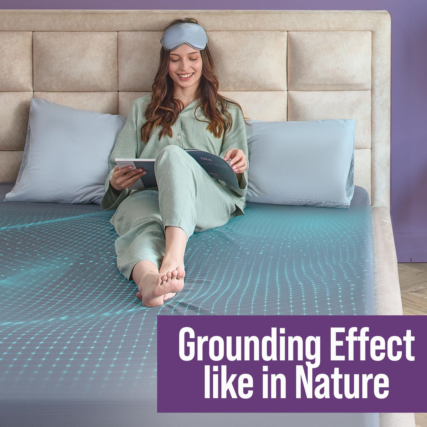 Earth Grounding Fitted Sheet King Size with 12% Silver Fiber & 4% Silk & 84% Organic Cotton -Beige - Soft Earth Grounding Well Bed Sheets