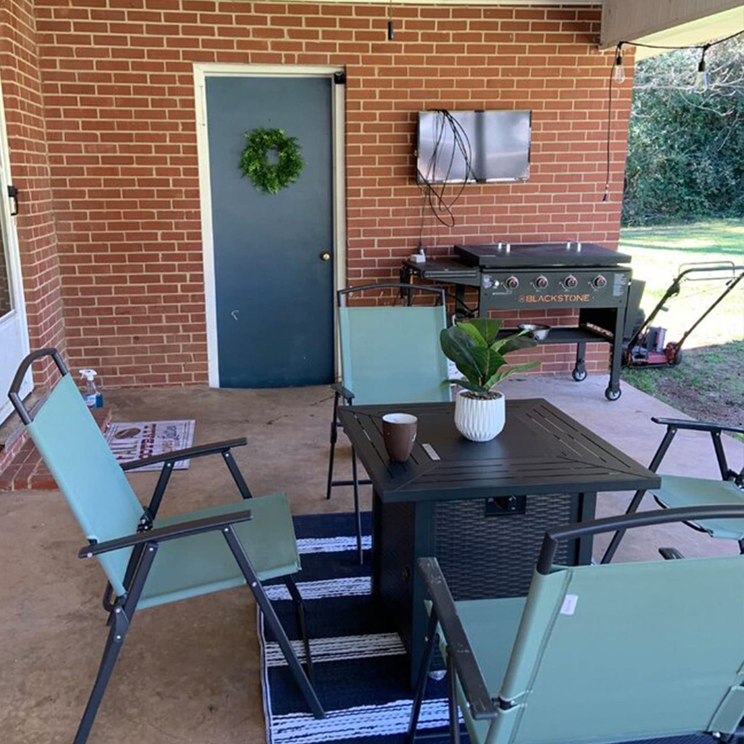 Propane Fire Pit Table, 28 Inch 50,000 BTU Auto-Ignition Gas Fire Pit Table, CSA Certification, Rattan-Look with 6.6 Lbs Lave Rock for Garden/Patio/Porch/Backyard.