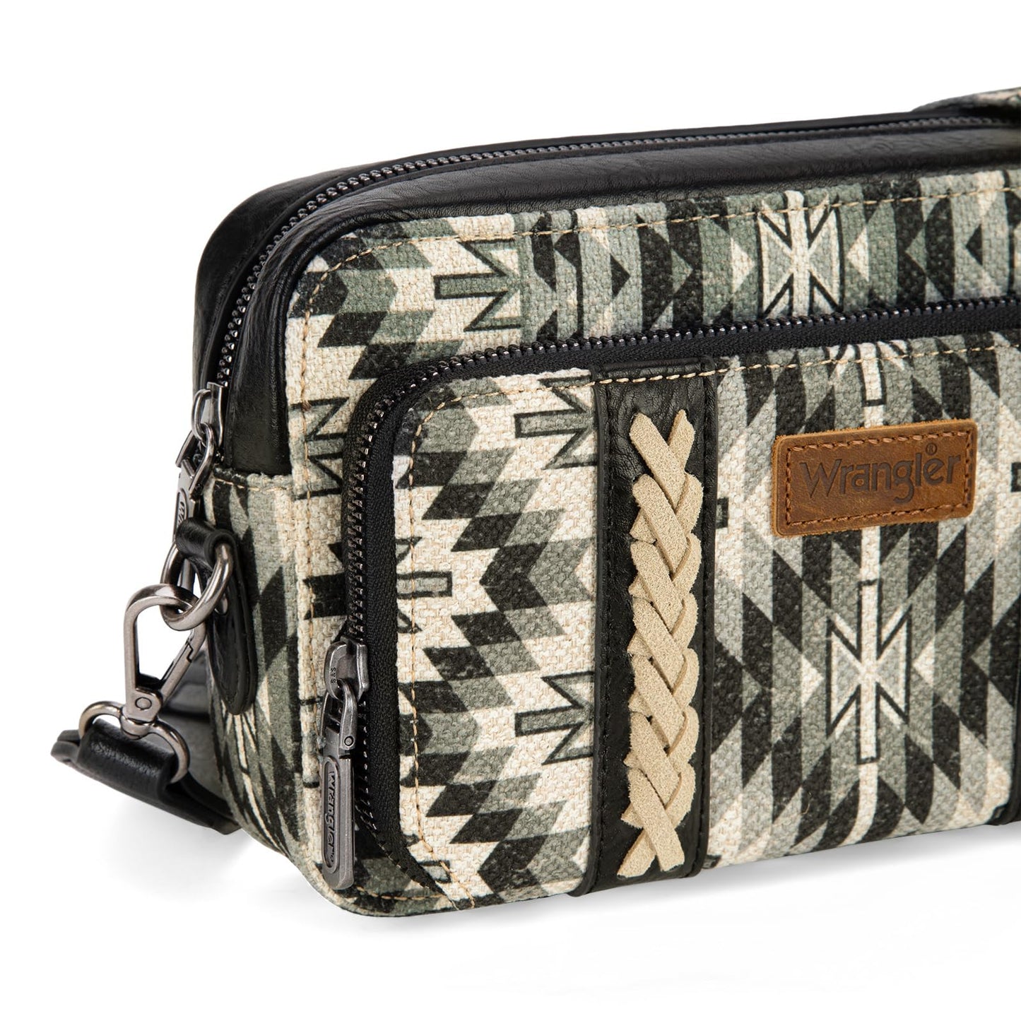 Wrangler Crossbody Bag for Women Boho Aztec Small Multi Pocket Crossover Purse