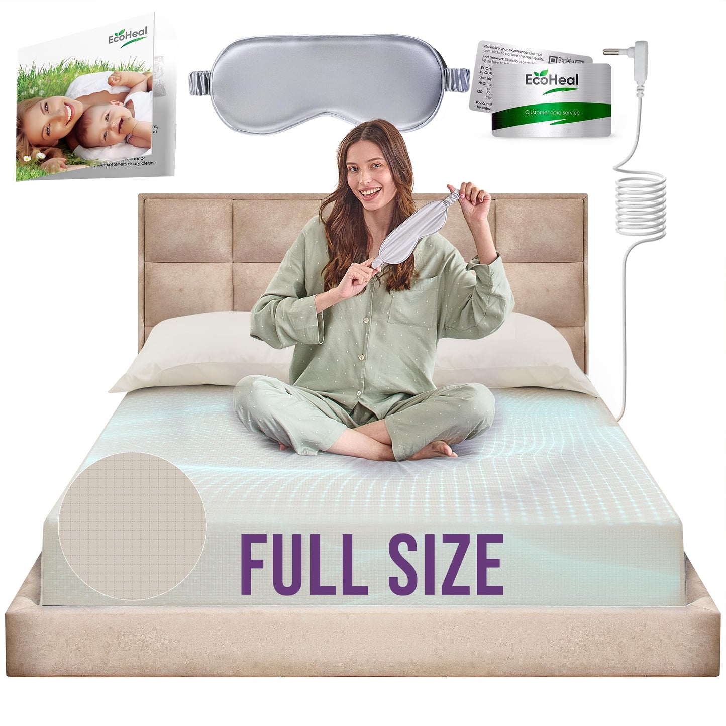 Earth Grounding Fitted Sheet King Size with 12% Silver Fiber & 4% Silk & 84% Organic Cotton -Beige - Soft Earth Grounding Well Bed Sheets
