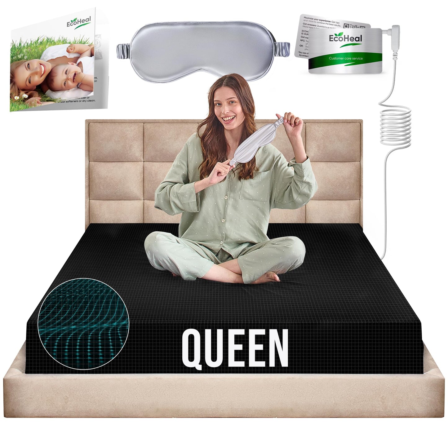 Earth Grounding Fitted Sheet King Size with 12% Silver Fiber & 4% Silk & 84% Organic Cotton -Beige - Soft Earth Grounding Well Bed Sheets