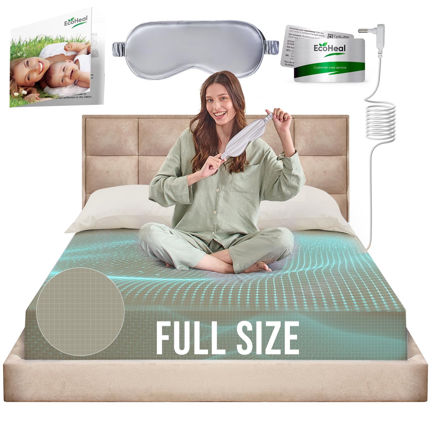 Earth Grounding Fitted Sheet King Size with 12% Silver Fiber & 4% Silk & 84% Organic Cotton -Beige - Soft Earth Grounding Well Bed Sheets