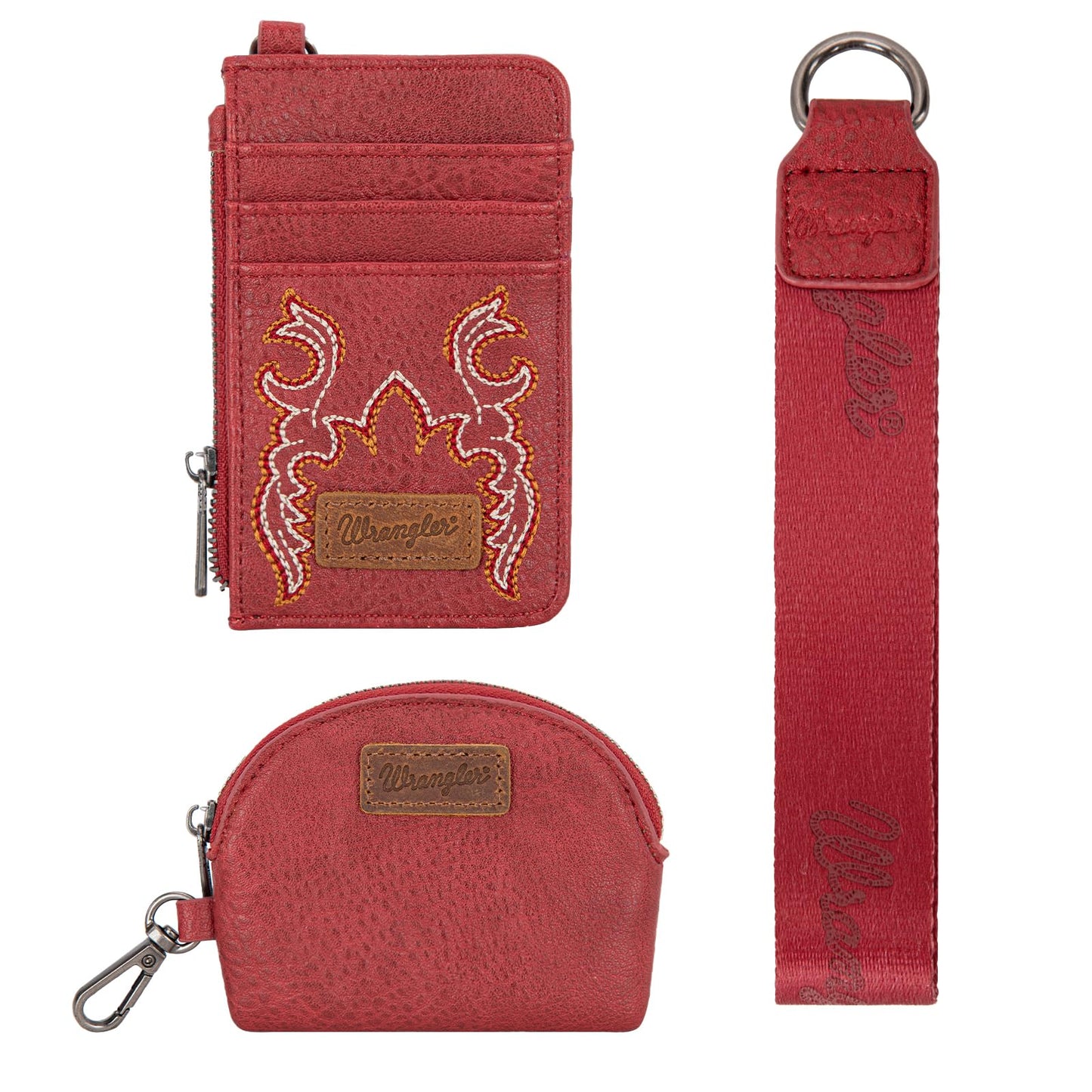 Wrangler Keychain Wristlet Wallets for Women Western Dual Pouch Wristlet Credit Card Holder Wallet WG145-W007LP
