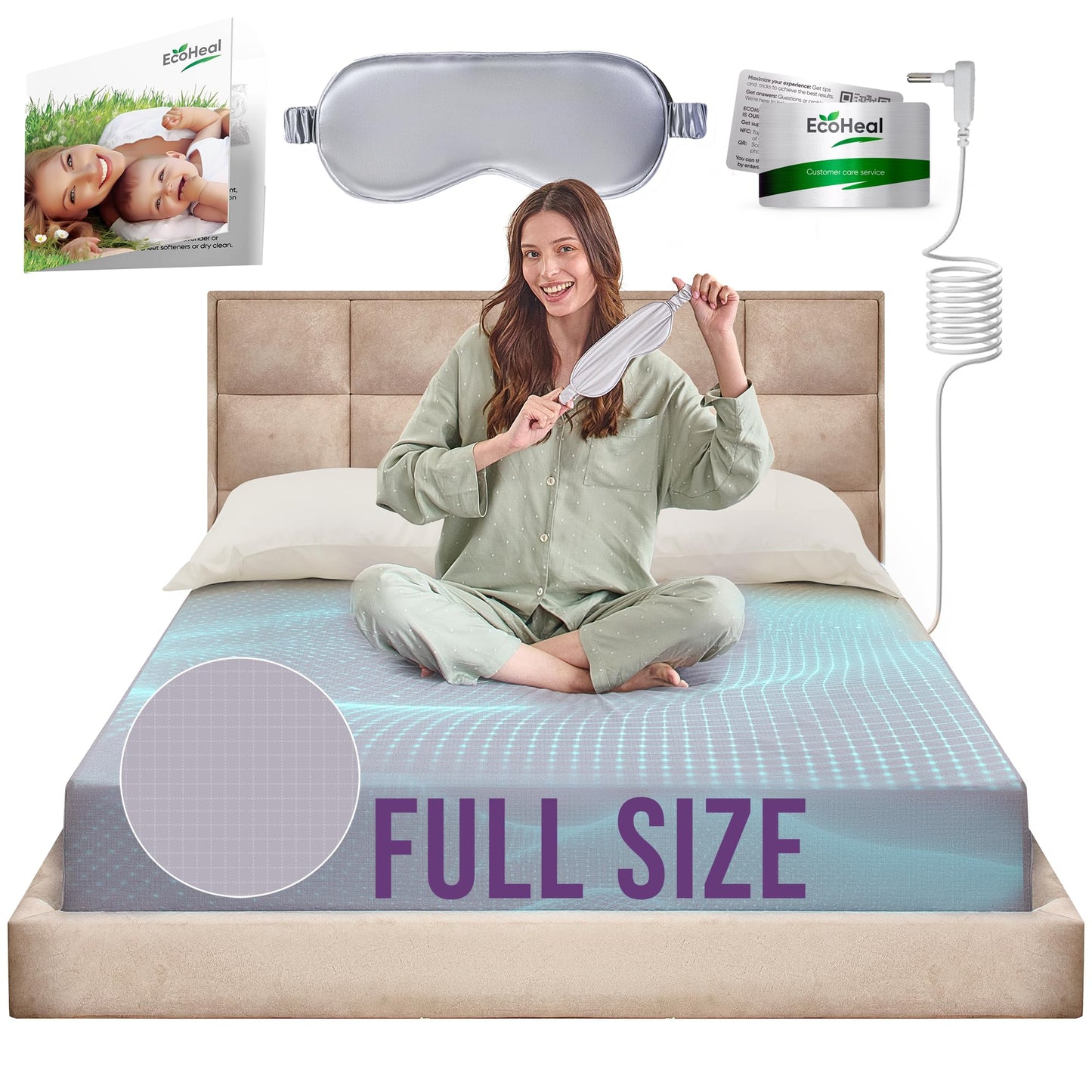 Earth Grounding Fitted Sheet King Size with 12% Silver Fiber & 4% Silk & 84% Organic Cotton -Beige - Soft Earth Grounding Well Bed Sheets