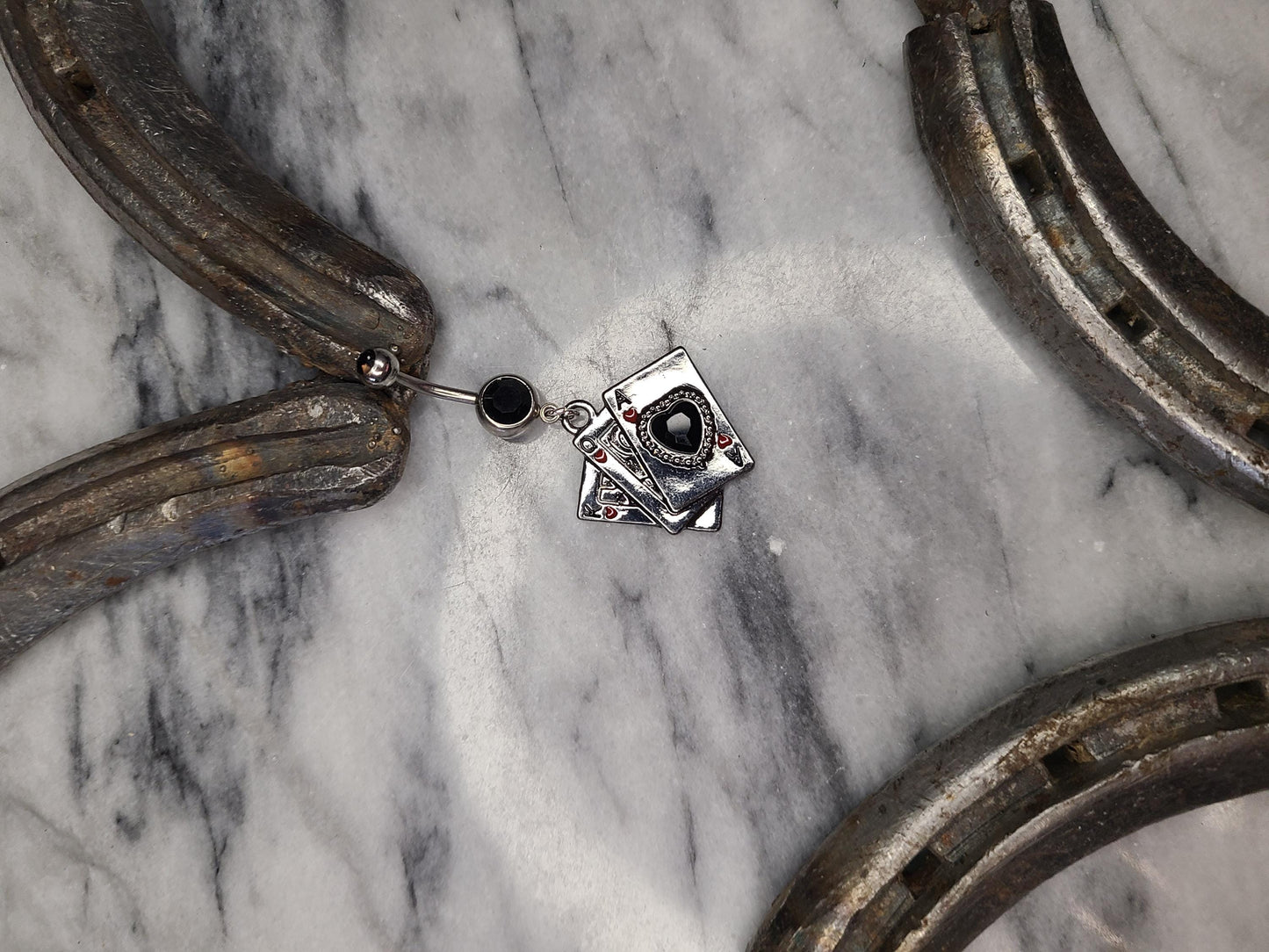 Western Card Belly Button Rings